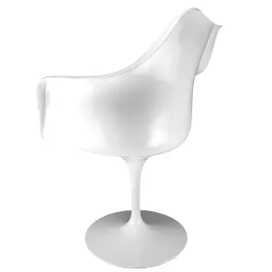 White Tulip Armchair with Green PU Cushion