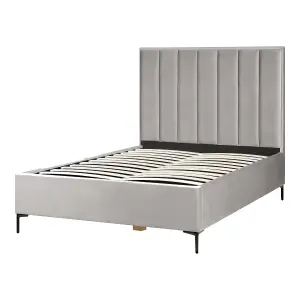 Velvet EU Double Size Ottoman Bed Grey SEZANNE