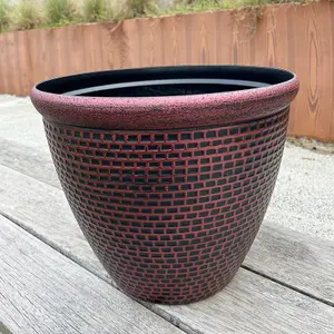 Red Cromarty Plant Pot Large 36cm Plastic Round Flower Garden Patio Planter