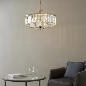 Luminosa Ascoli 6 Light Ceiling Pendant Bright Nickel Plate & Clear Cut Glass