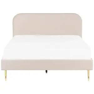 Velvet EU Super King Size Bed Light Beige FLAYAT