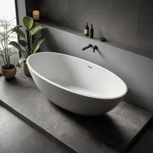 Casares Matt With Gloss Freestanding Stone Bath 1800mm