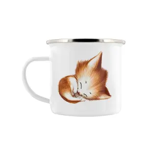 Grindstore Kitsch Kittens Enamel Mug White/Brown (One Size)