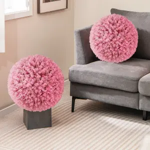 COSTWAY 2 PCS Artificial Plant Topiary Balls 44CM Faux Pink Eucalyptus Decorative Balls