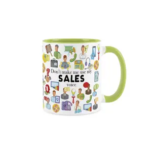 Salesperson Mug - Humorous Salesman/Saleswoman Job Themed Novelty Gifts - Tea/Coffee Hot Drinks Light Green Ceramic Cup Present