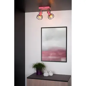 Lucide Pola Modern Twin Ceiling Spotlight Children - 2xE27 - Pink