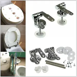 Chrome Toilet Seat Hinges Spare Universal Silver Replacement with Fittings