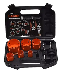 HARDEN 610597, Bi-metal Hole Saw Set 11 Pcs Electricians & Plumbers, Bi Metal