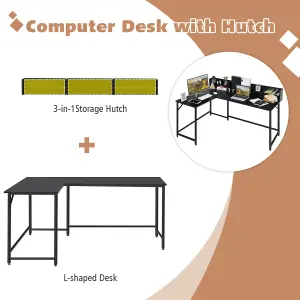 Costway L-shaped Computer Desk Corner Gaming Table Workstation for Home Office