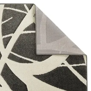 Modern Optical 3D Charcoal Easy to Clean Abstract Rug for Dining Room-200cm X 285cm