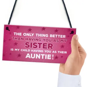 Novelty Gift For Auntie Sister Birthday Christmas Gifts Hanging Plaque Sister Gift Thank You