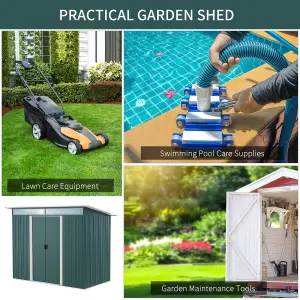 Outsunny Garden Shed Outdoor Storage Tool Organizer w/ Double Sliding Door