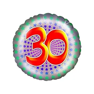 Party Stars 30th Birthday Foil Balloon Grey/Multicoloured (One Size)