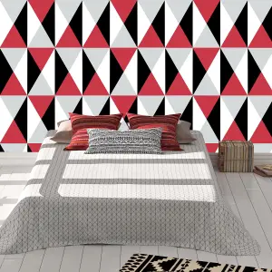 Diamond Red Wallpaper Geometric Triangles Retro Burgundy Black Grey Textured