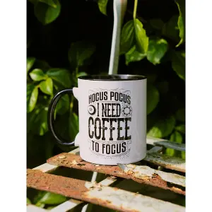 Grindstore Hocus Pocus I Need Coffee To Focus Two Tone Mug White/Black (One Size)