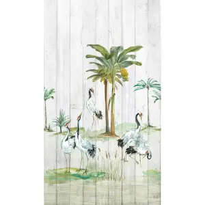 Grandeco Tropical Crane Wood 3 lane repeatable Textured Mural, 2.8 x 1.59m