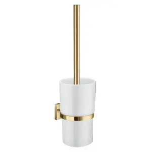 Smedbo Wall Mounted Toilet Brush and Porcelain Container