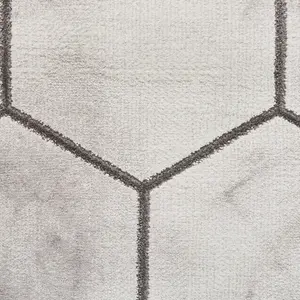 Grey Silver Geometric,Modern Easy to clean Rug for Bedroom & Living Room-160cm X 220cm