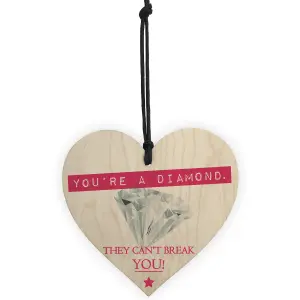 Red Ocean You're A Diamond Wooden Hanging Heart Plaque Friendship Gift