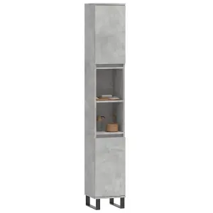 Berkfield Bathroom Cabinet Concrete Grey 30x30x190 cm Engineered Wood