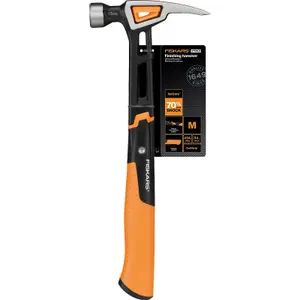 Fiskars 1020213 Anti Shock IsoCore Finishing Hammer 16oz Rip Claw 13.5 Inch