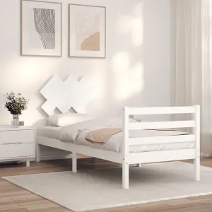 Berkfield Bed Frame with Headboard White 90x200 cm Solid Wood