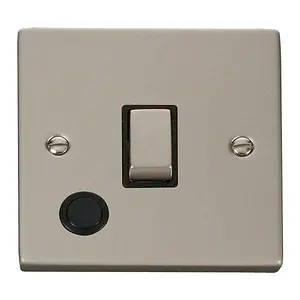 Pearl Nickel 1 Gang 20A Ingot DP Switch With Flex - Black Trim - SE Home