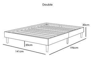 Edworth Grey Fabric Low Platform Double Bed Frame 4ft 6