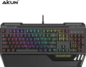 AIKUN GX920 Wired RGB Backlight Gaming Keyboard Mechanical Switches Multimedia Full Size Keyboards Two USB Hub Black