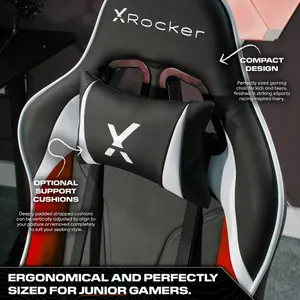 X-Rocker Agility Compact Gaming Chair Racing PC Reclining Adjustable PC Gaming Seat for Kids and Juniors - RED