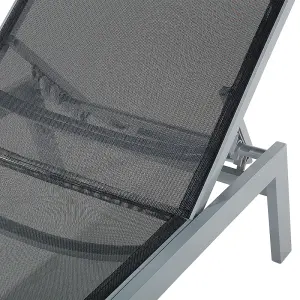 Sun Lounger Metal Black CATANIA