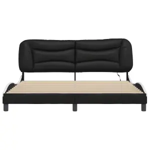 Berkfield Bed Frame with LED without Mattress Black and White 180x200 cm Super King