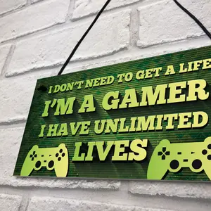 Gaming Sign Bedroom Accessories Hanging Sign For Boys Bedroom Gift For Gamer