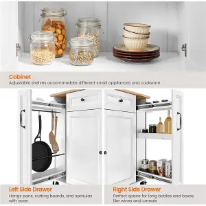 Yaheetech White Kitchen Cart with Storage Cabinet