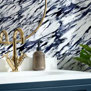 Modern Marble Wallpaper In Navy And Grey