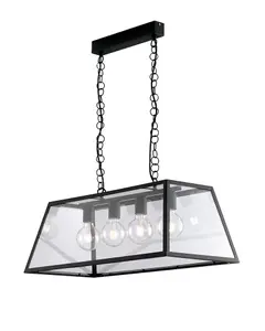 Luminosa Lexington Bar Lantern Ceiling Pendant, Black, Transparent, E27