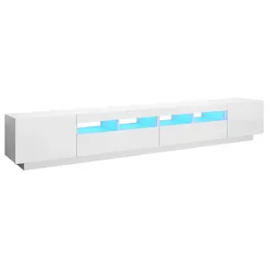 vidaXL TV Cabinet with LED Lights High Gloss White 260x35x40 cm