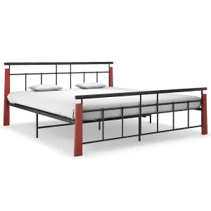 Berkfield Bed Frame Metal and Solid Oak Wood 180x200 cm 6FT Super King