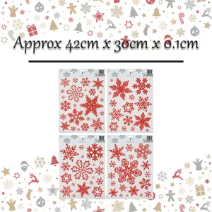 Christmas Stickers Glitter Snowflake Sticker Set X 1 42cm x 30cm Red