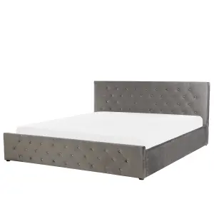 Velvet EU Super King Size Ottoman Bed Grey AMIENS