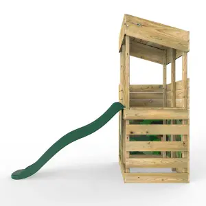 Rebo Children's Wooden Lookout Tower Playhouse with 6ft Slide - Den Set