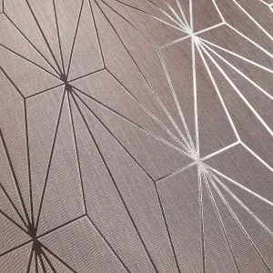 Muriva Blush & Silver Geometric Metallic effect Embossed Wallpaper