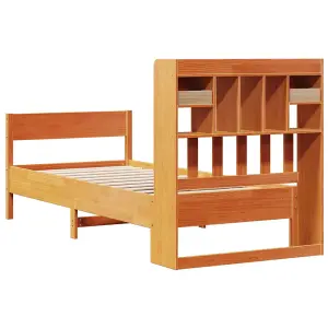 Berkfield Bookcase Bed without Mattress Wax Brown 90x190 cm Single Solid Wood Pine