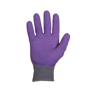 Mulch. Get A Grip Gardening Gloves Lavender 100% Polyester Textured Surface for Extra Grip Medium Size 8 - 1 Pair