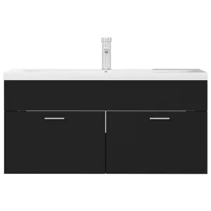 Berkfield Sink Cabinet with Built-in Basin Black Engineered Wood