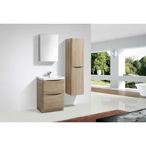 Stanhope 600mm Single Bathroom Vanity with Integrated Resin Basin Light Oak