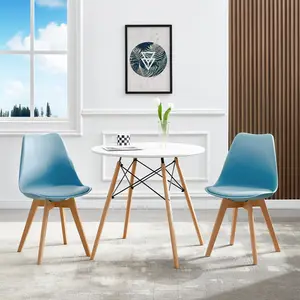 Nero Upholstered Dining Chair (Set of 2) Airy Blue / Oak