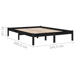 Berkfield Bed Frame Black Solid Wood Pine 140x200 cm