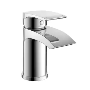 Nes Home Vago Bathroom Waterfall Basin Mono Mixer Tap Chrome Brass Deck Mounted