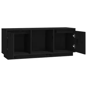 Berkfield TV Cabinet Black 110.5x35x44 cm Solid Wood Pine